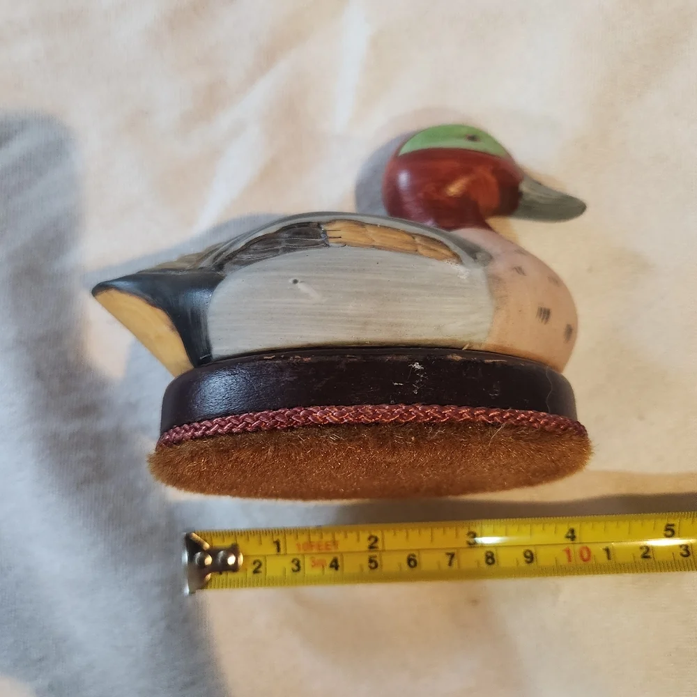 Hand Painted Duck Wooden Scrubber Brush Vintage Style